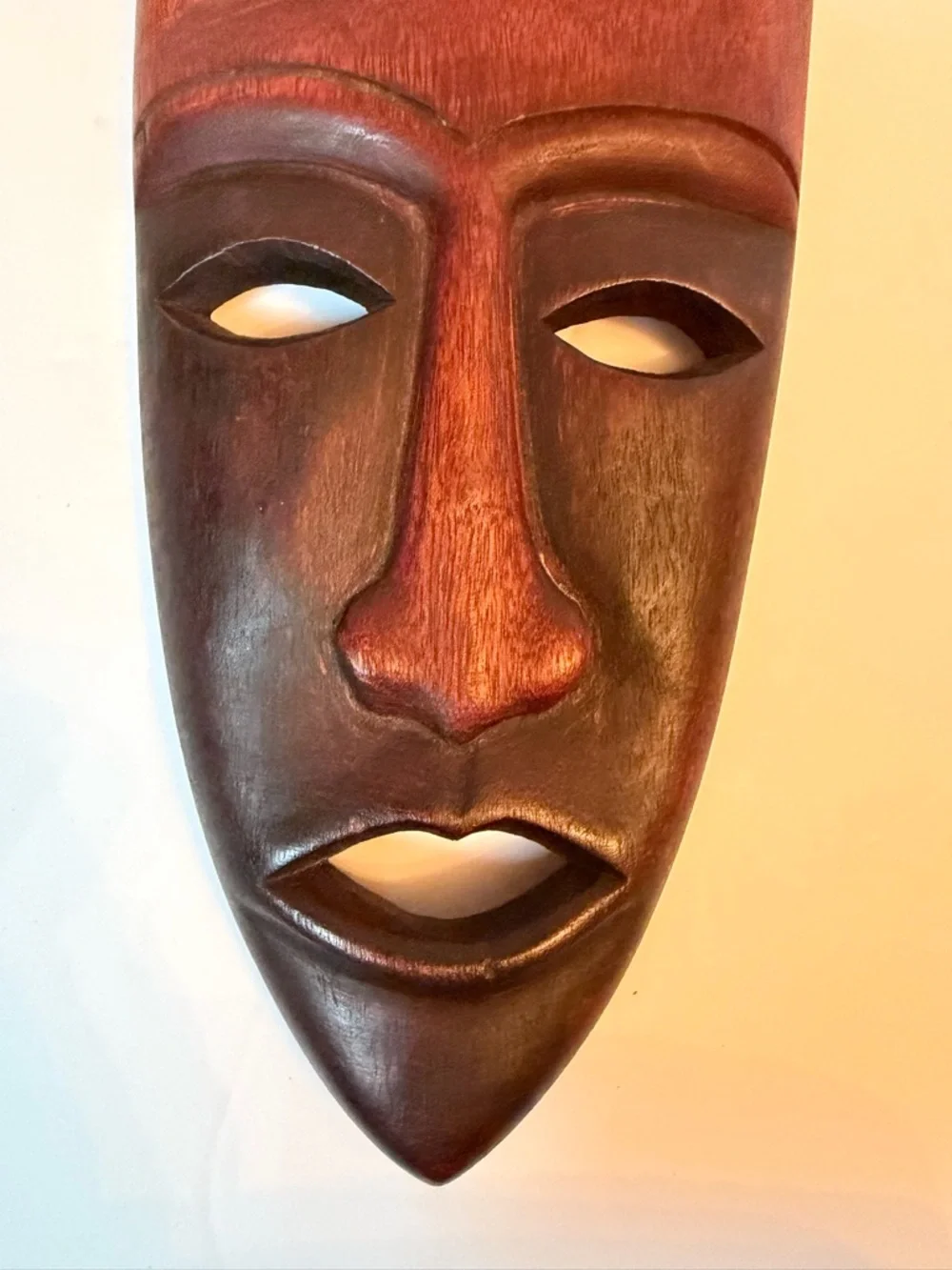 Vintage Hand Carved Wood African Mask Wall Art 11” Tribal Decor MCM